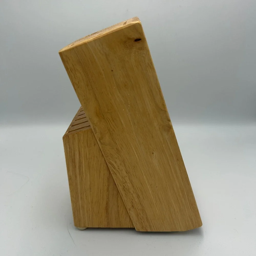 Ginsu Knife Block Holder 11 Slot Natural Wood Blond Solid Butcher